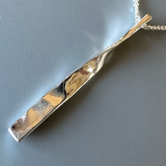 Sterling Silver Twisted Bar Necklace - Picture 11 of 11